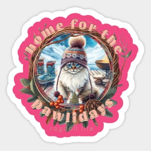 Home For The Holidays Beanie Ragdoll Life 1AR Sticker